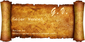 Geier Vencel névjegykártya